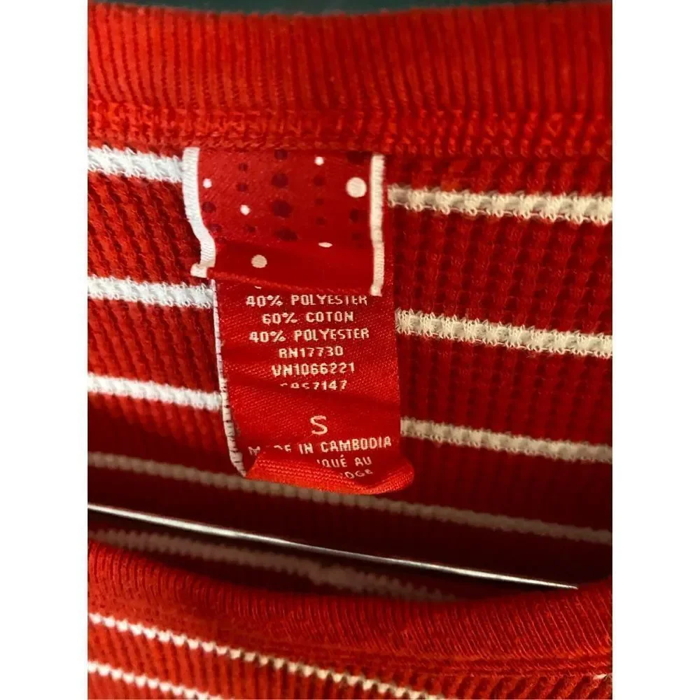 Target women’s 2 piece, red white striped/Christmas holiday pajamas size SM ￼ - Picture 3 of 3
